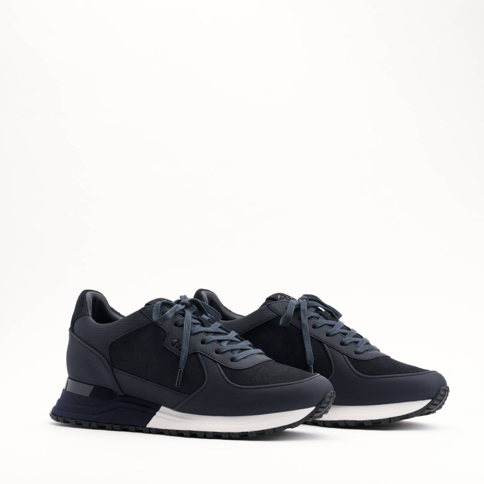 MALLET Boundary Men's Navy Ripple Leather Trainers — UK 05 — Size Navy — Side View