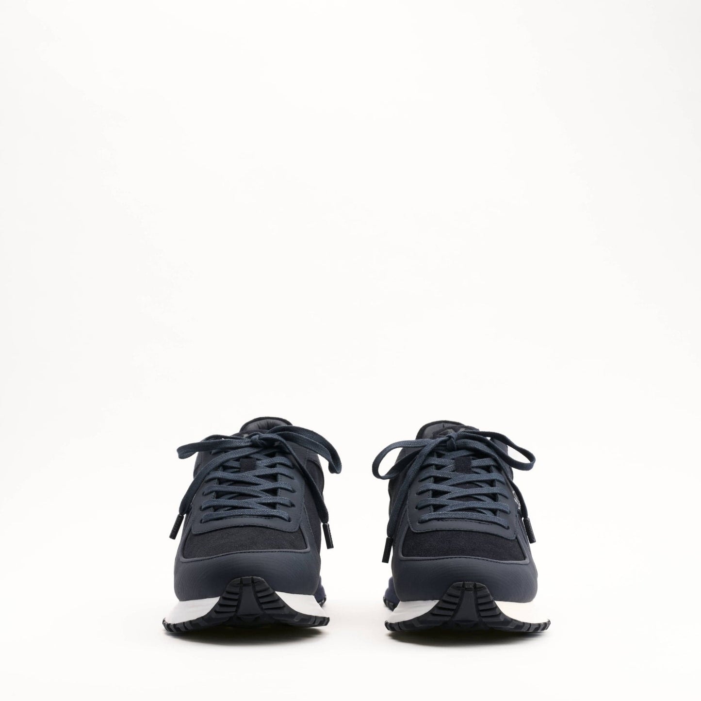 MALLET Boundary Men's Navy Ripple Leather Trainers — UK 05 — Size Navy — Back View