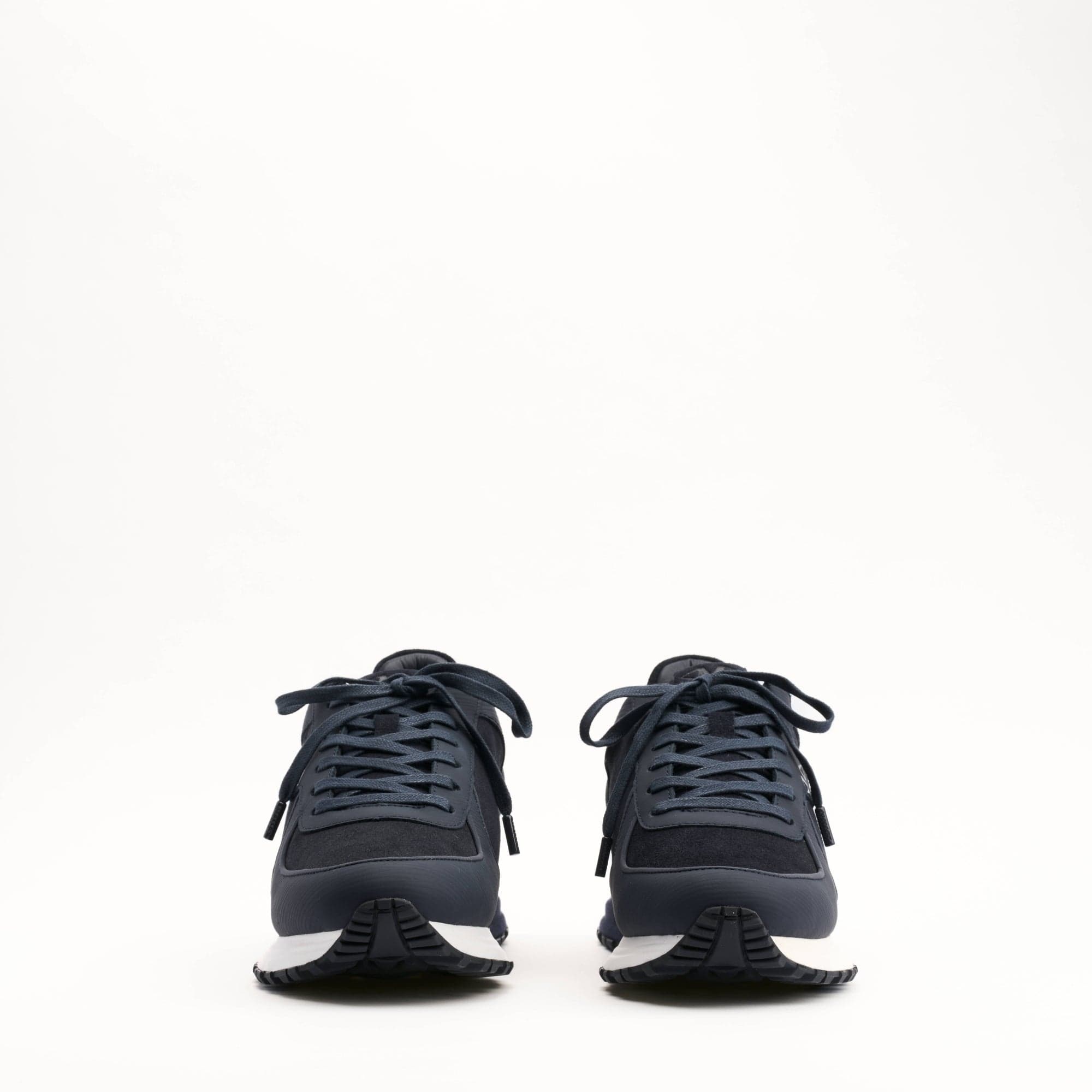 MALLET Boundary Men's Navy Ripple Leather Trainers — UK 05 — Size Navy — Back View