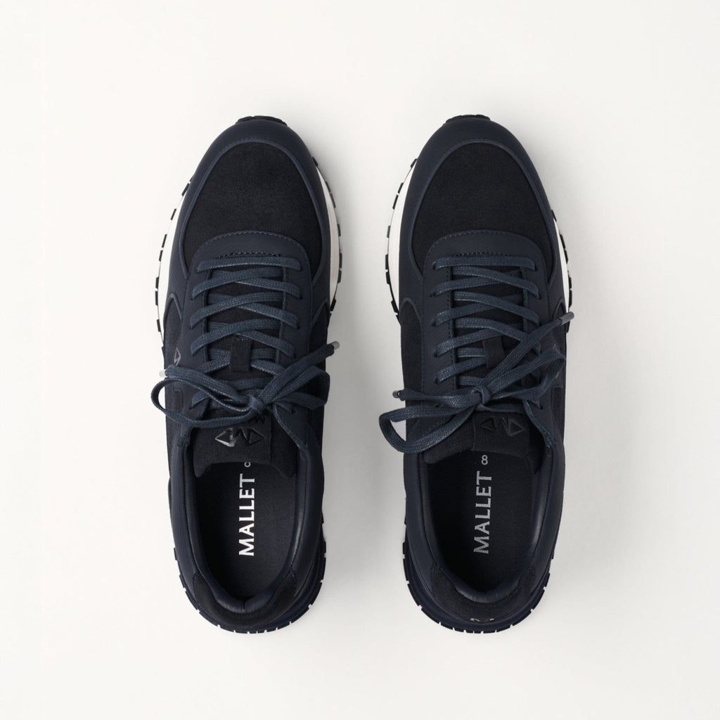 MALLET Boundary Men's Navy Ripple Leather Trainers — UK 05 — Size Navy — Detail View