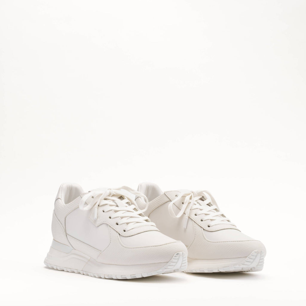 MALLET Boundary Men's White Ripple Leather Trainers — UK 05 — Size White — Side View