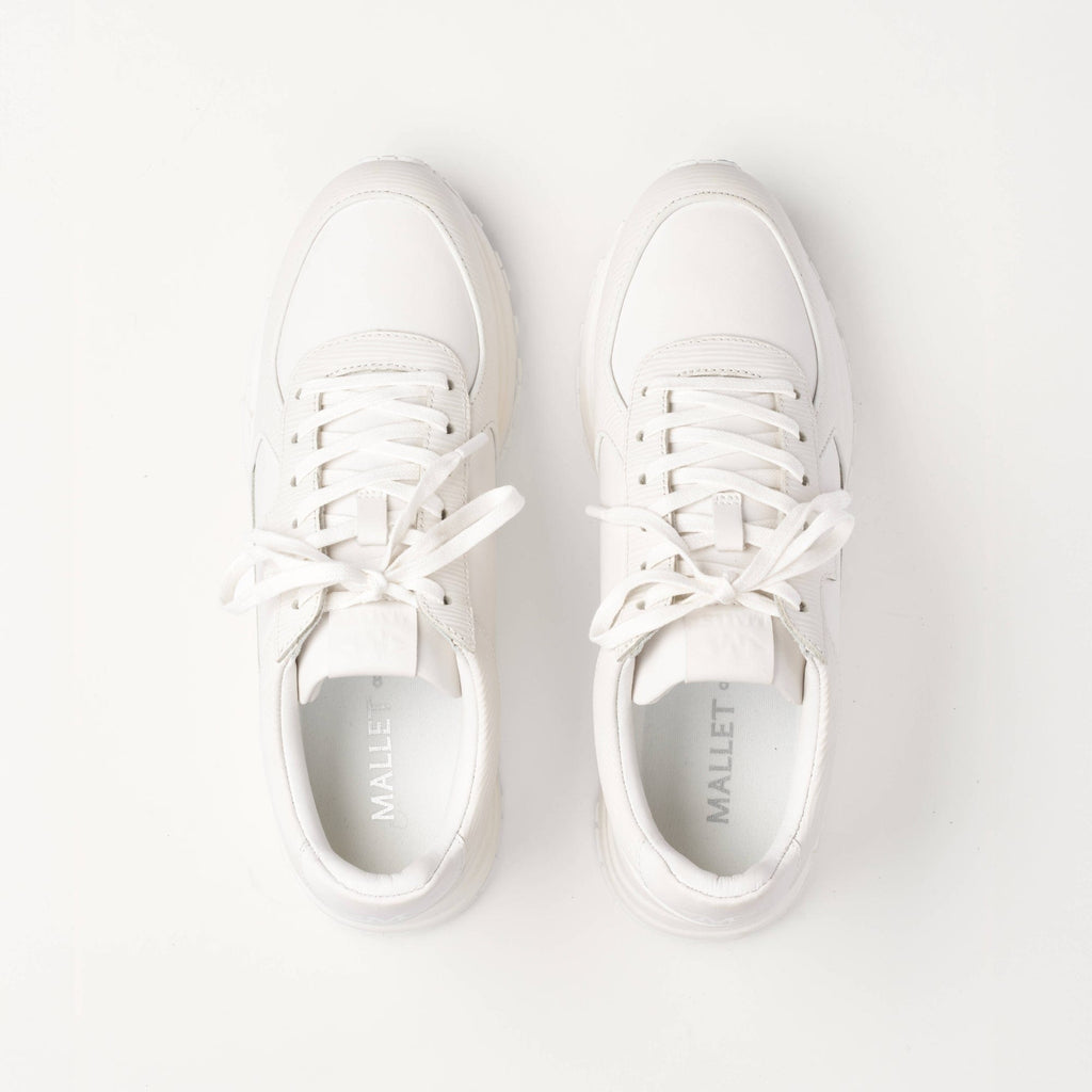 MALLET Boundary Men's White Ripple Leather Trainers — UK 05 — Size White — Detail View