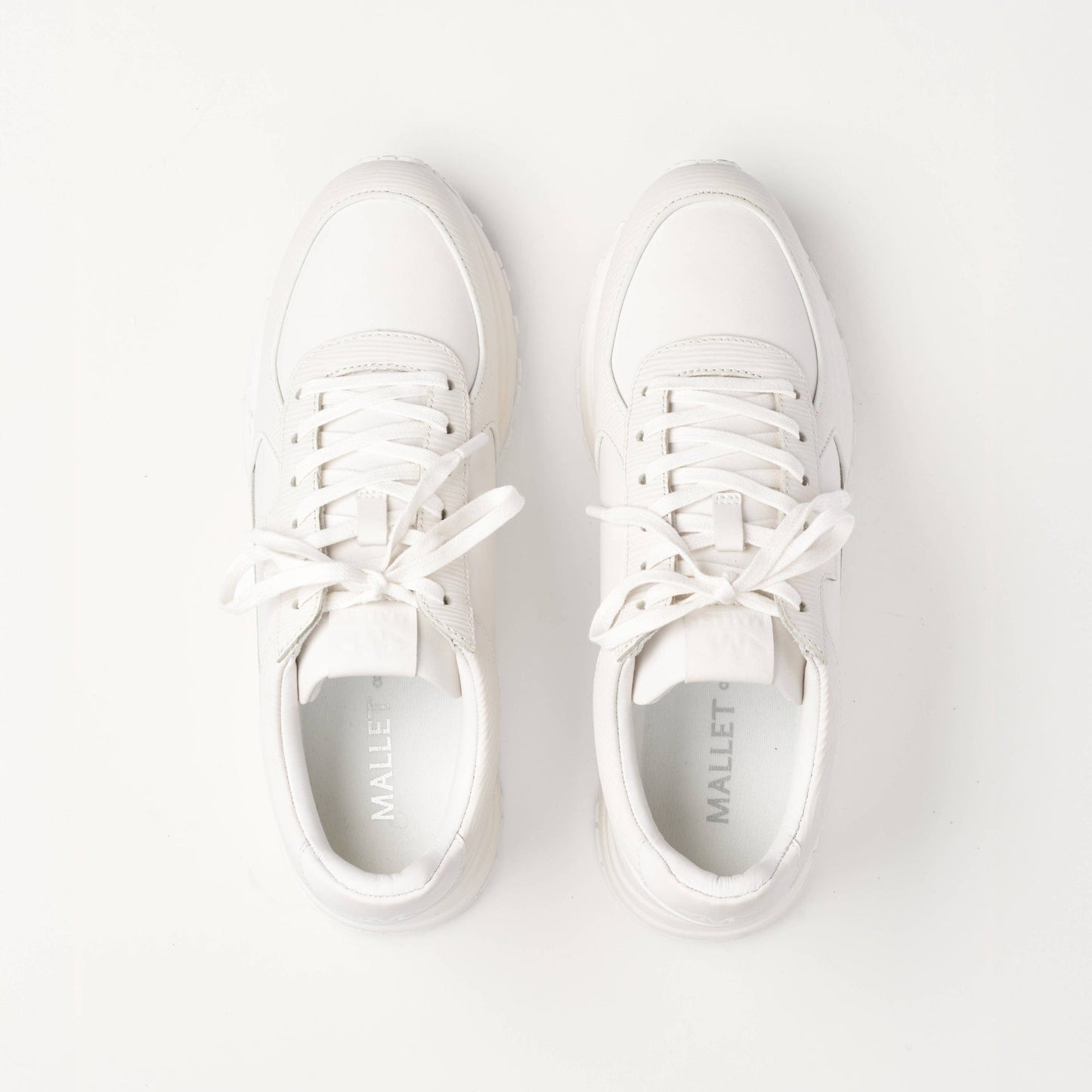 MALLET Boundary Men's White Ripple Leather Trainers — UK 05 — Size White — Detail View