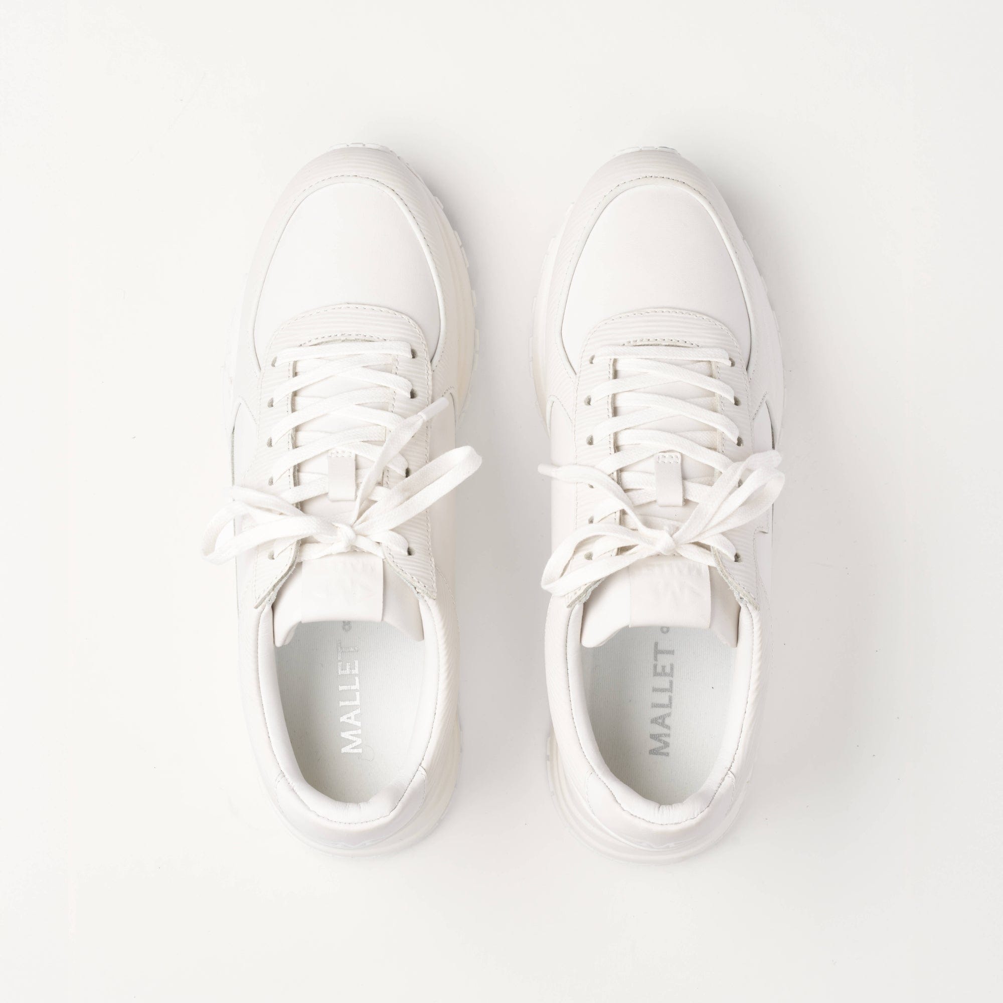 MALLET Boundary Men's White Ripple Leather Trainers — UK 05 — Size White — Detail View