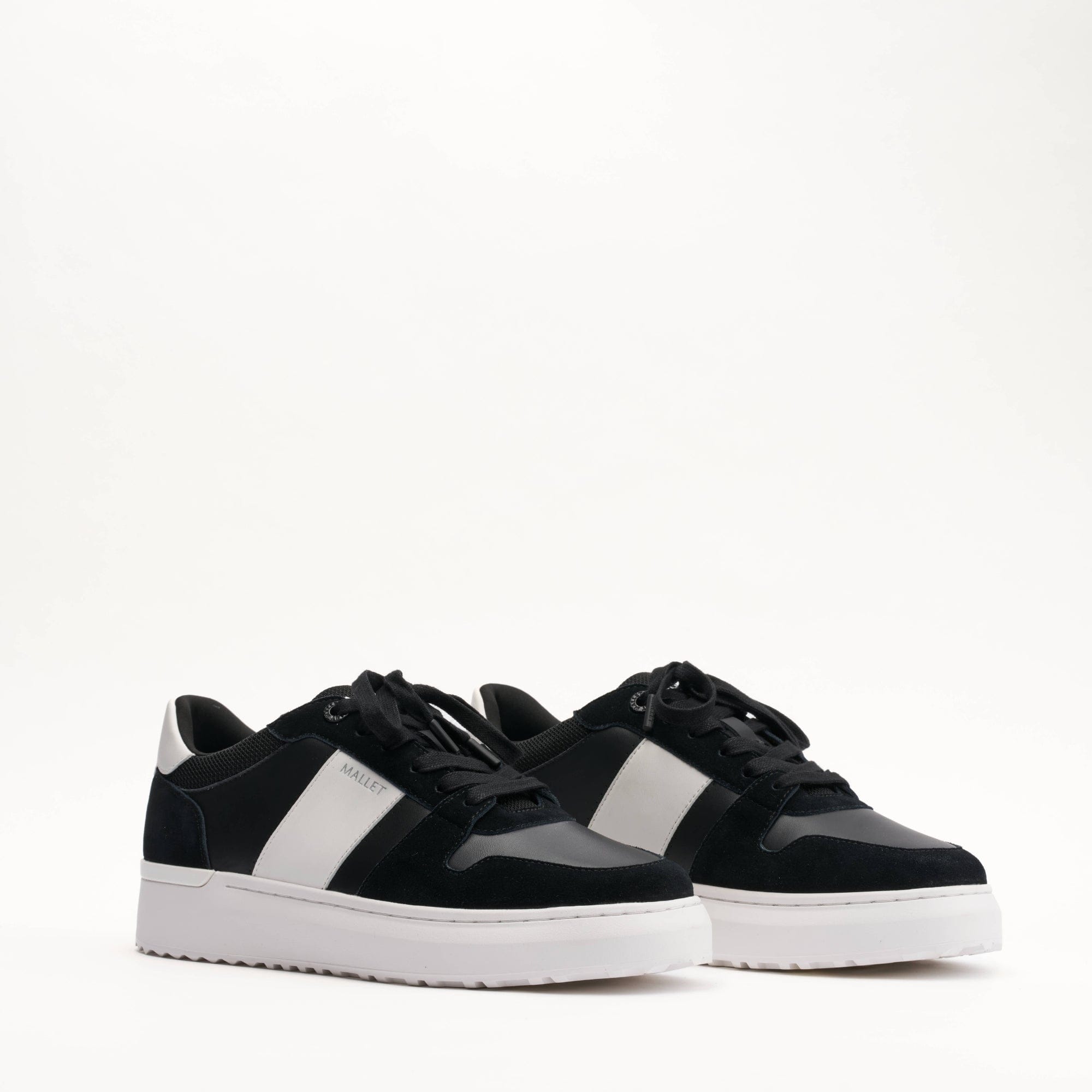 MALLET Hoxton Lite Men's Black White Leather Trainers — UK 05 — Size Black White — Side View