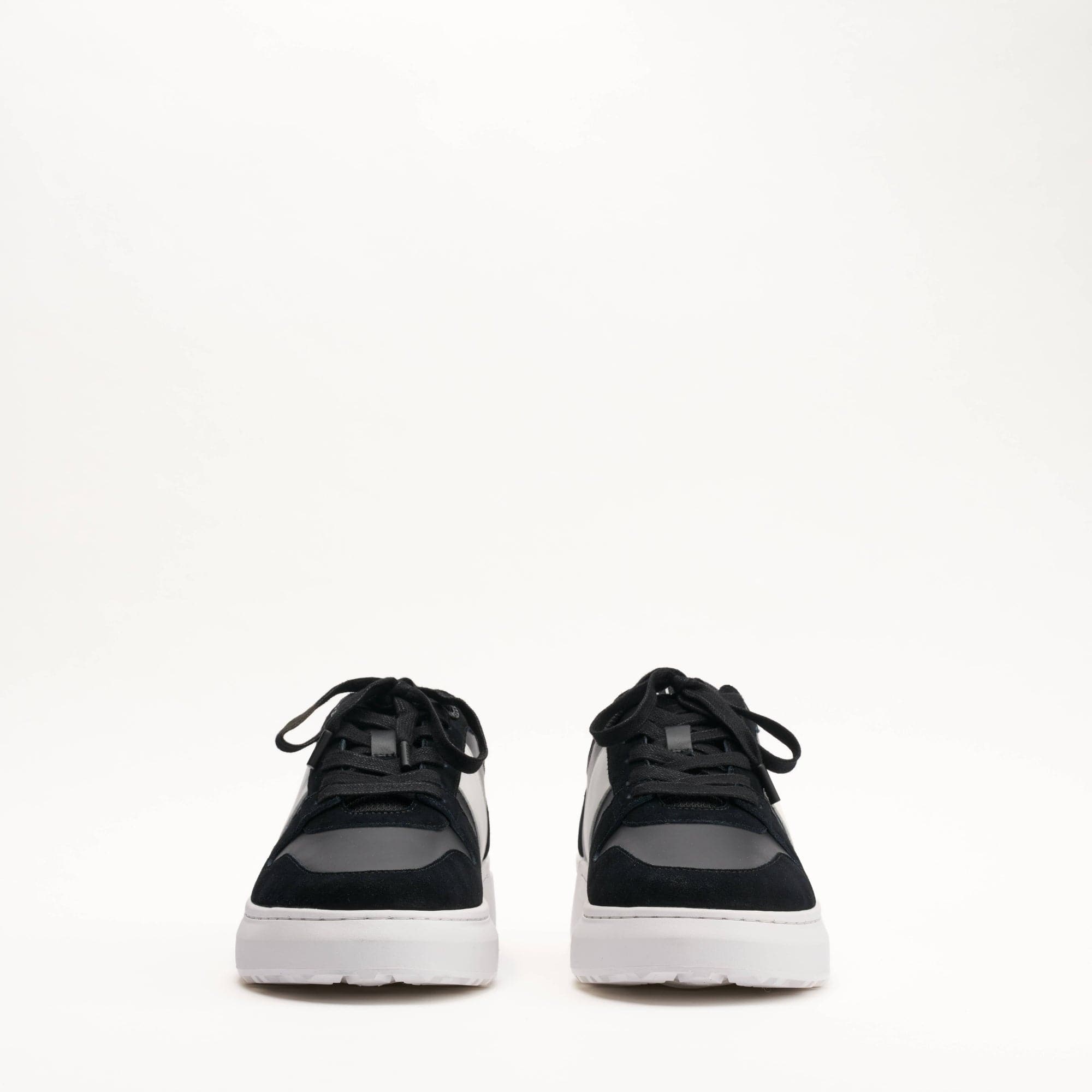 MALLET Hoxton Lite Men's Black White Leather Trainers — UK 05 — Size Black White — Back View