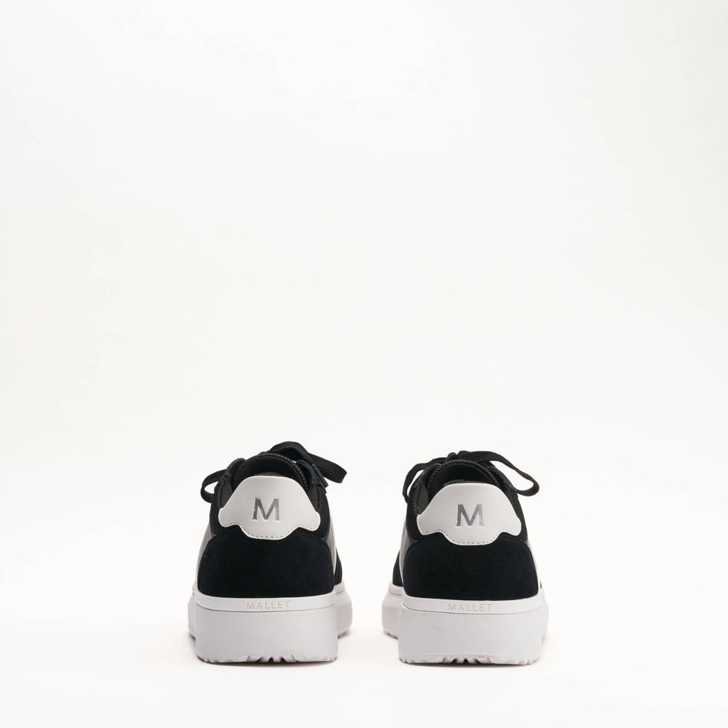 MALLET Hoxton Lite Men's Black White Leather Trainers — UK 05 — Size Black White — Top View
