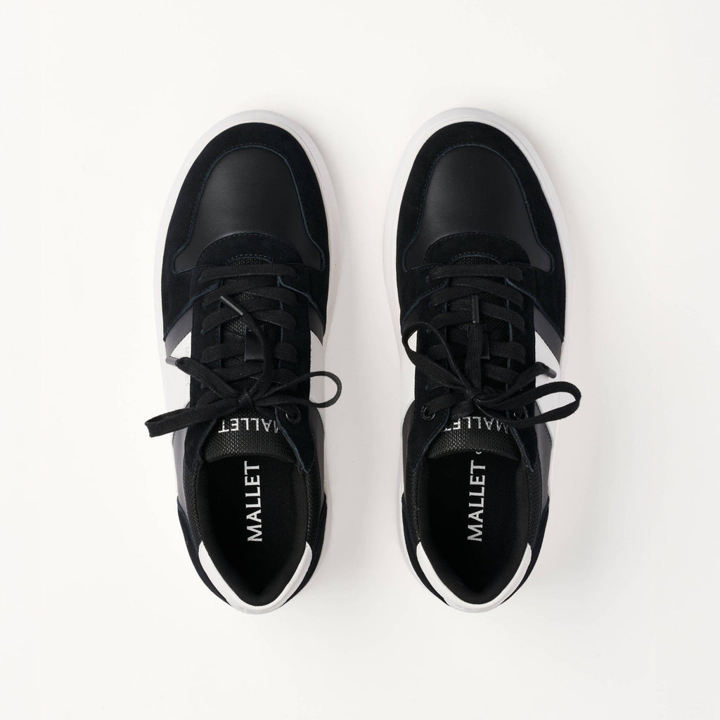 MALLET Hoxton Lite Men's Black White Leather Trainers — UK 05 — Size Black White — Detail View