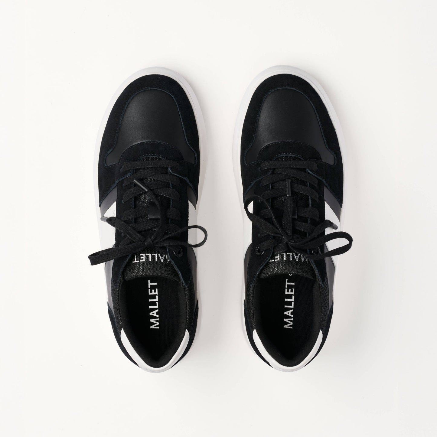 MALLET Hoxton Lite Men's Black White Leather Trainers — UK 05 — Size Black White — Detail View