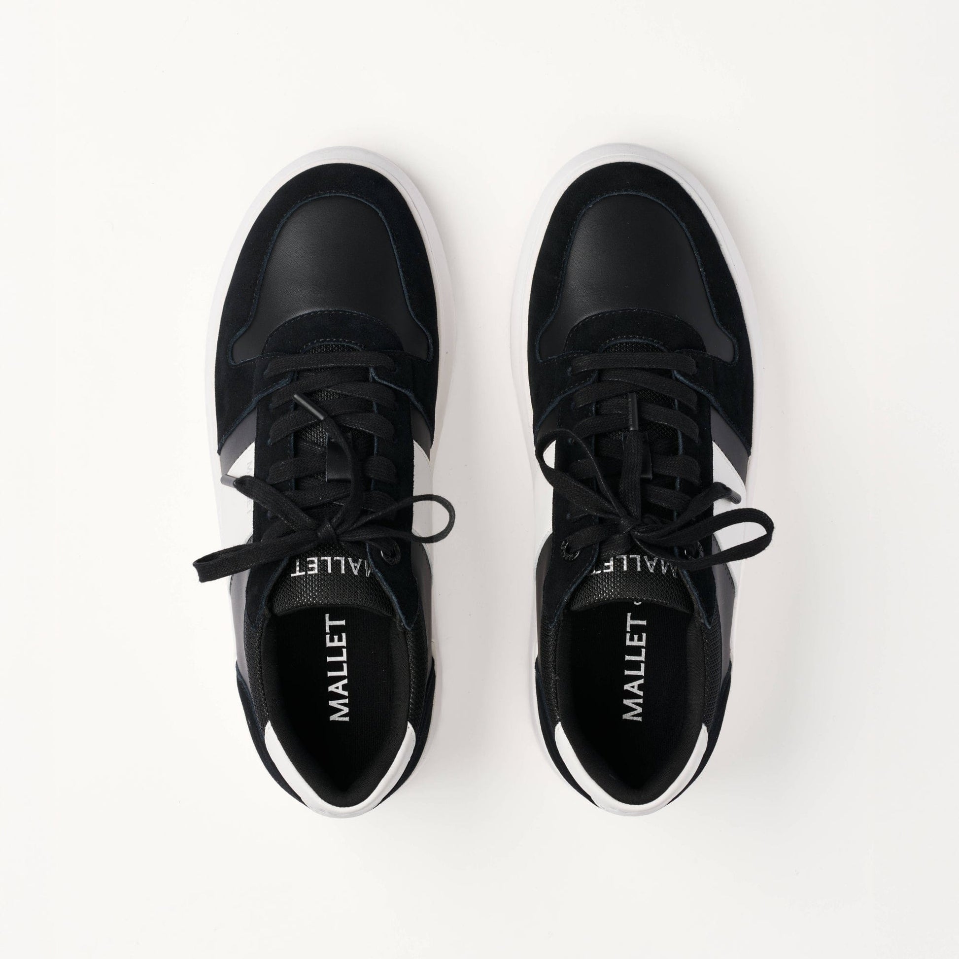 MALLET Hoxton Lite Men's Black White Leather Trainers — UK 05 — Size Black White — Detail View