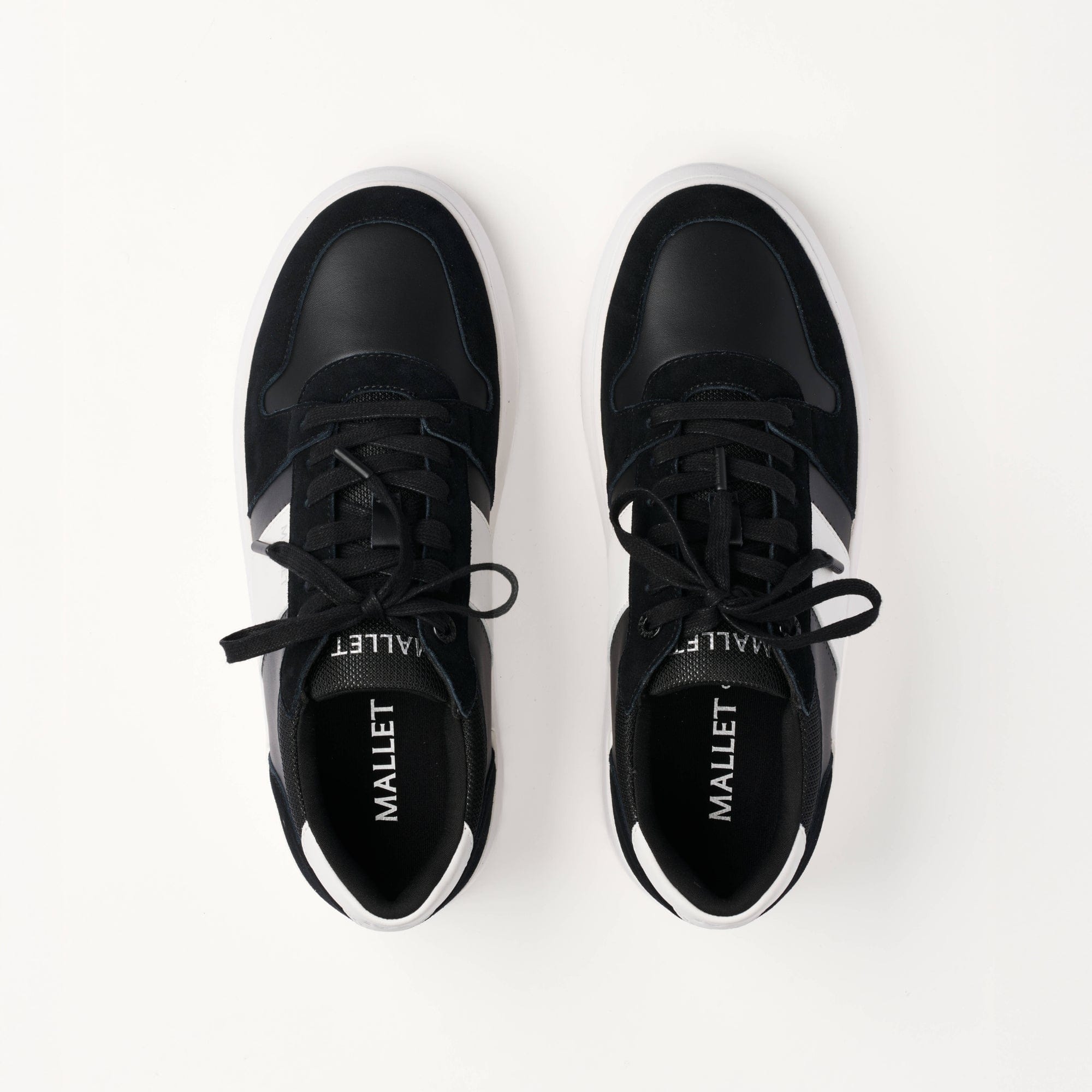 MALLET Hoxton Lite Men's Black White Leather Trainers — UK 05 — Size Black White — Detail View