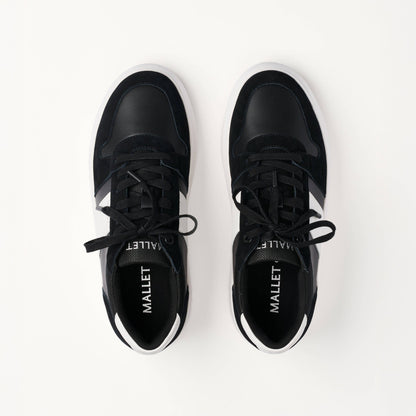 MALLET Hoxton Lite Men's Black White Leather Trainers — UK 05 — Size Black White — Detail View