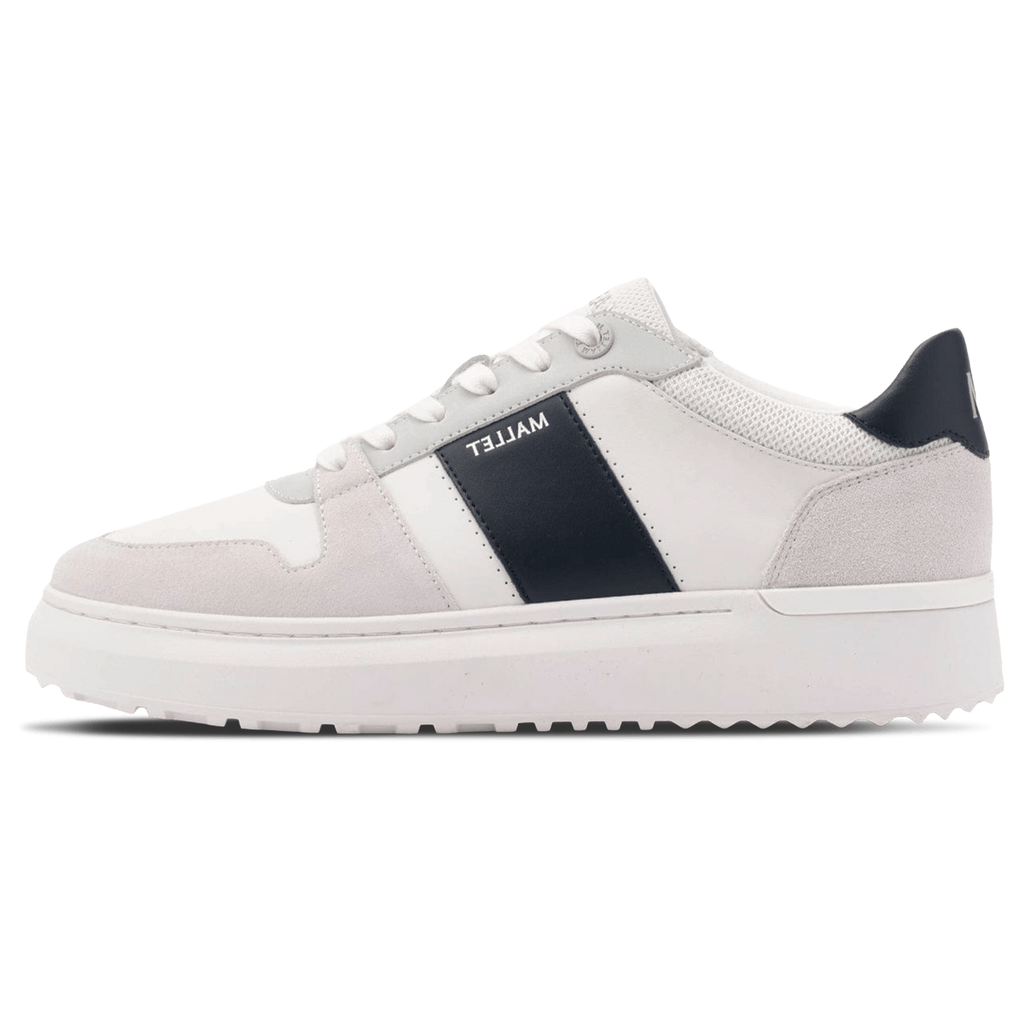 MALLET Hoxton Lite Men's White Navy Leather Trainers — UK 05 — Size White Navy — Front View