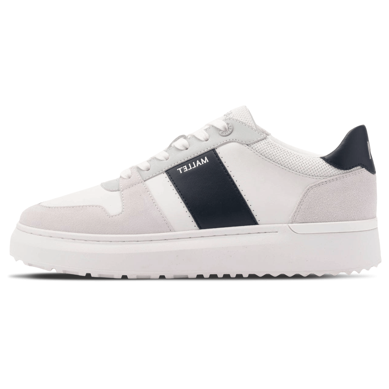 MALLET Hoxton Lite Men's White Navy Leather Trainers — UK 05 — Size White Navy — Front View