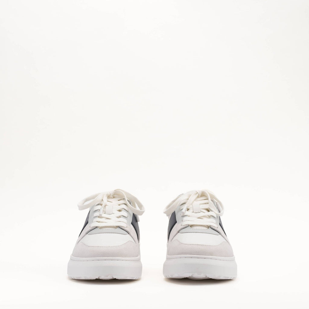 MALLET Hoxton Lite Men's White Navy Leather Trainers — UK 05 — Size White Navy — Back View