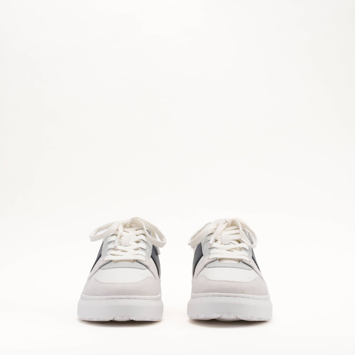 MALLET Hoxton Lite Men's White Navy Leather Trainers — UK 05 — Size White Navy — Back View