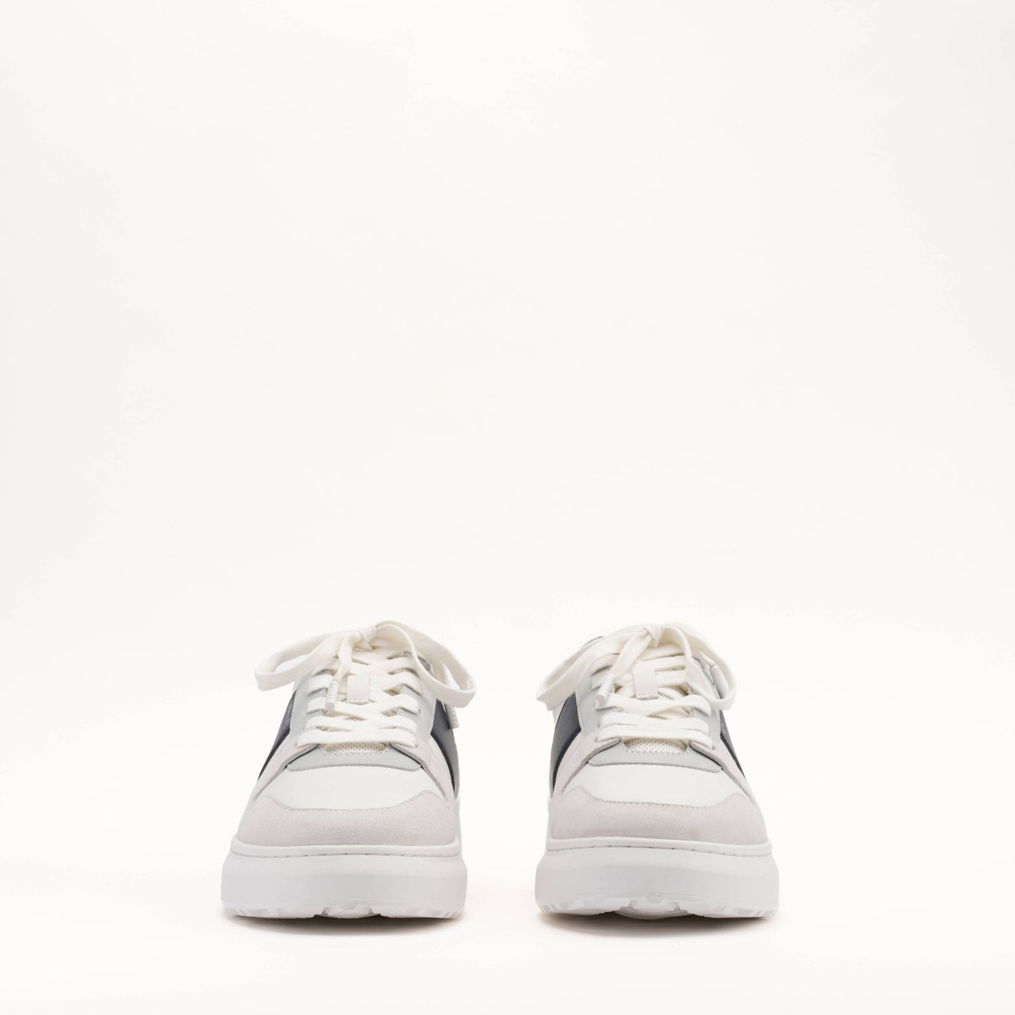MALLET Hoxton Lite Men's White Navy Leather Trainers — UK 05 — Size White Navy — Back View