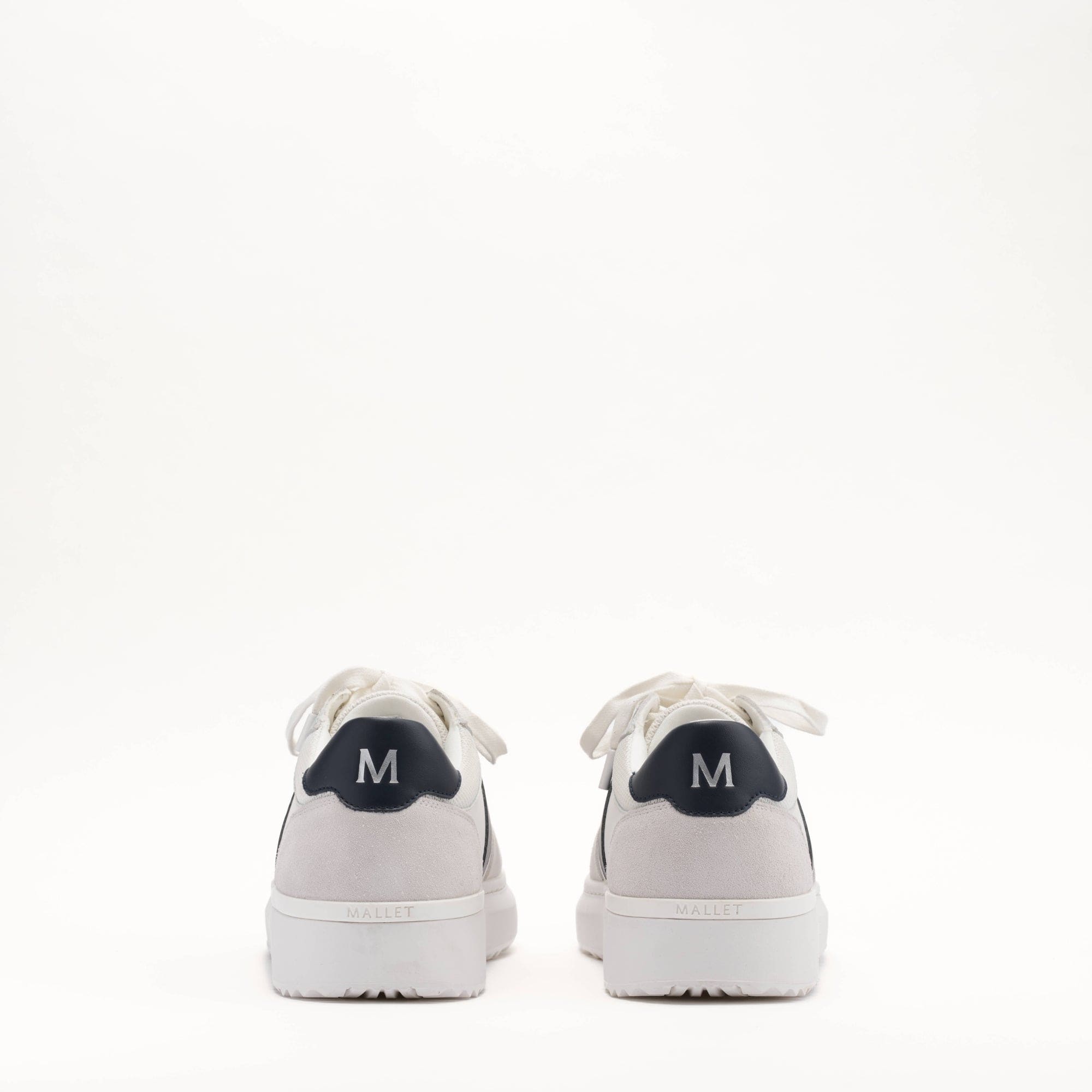 MALLET Hoxton Lite Men's White Navy Leather Trainers — UK 05 — Size White Navy — Top View