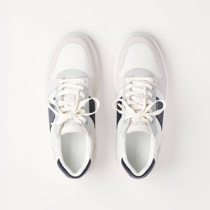 MALLET Hoxton Lite Men's White Navy Leather Trainers — UK 05 — Size White Navy — Detail View