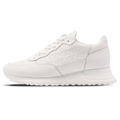 MALLET Popham Men's White Tumbled Leather Monogram Trainers — UK 05 — Size White — Front View