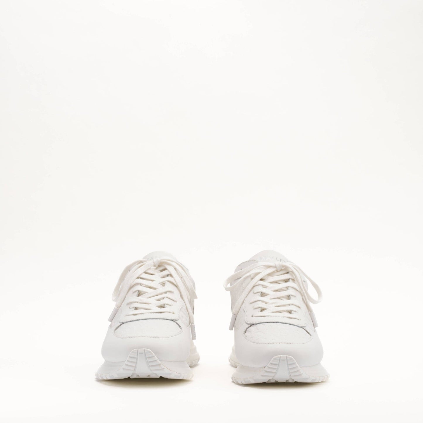 MALLET Popham Men's White Tumbled Leather Monogram Trainers — UK 05 — Size White — Back View