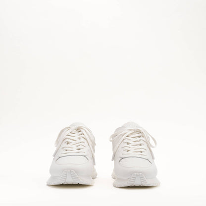 MALLET Popham Men's White Tumbled Leather Monogram Trainers — UK 05 — Size White — Back View