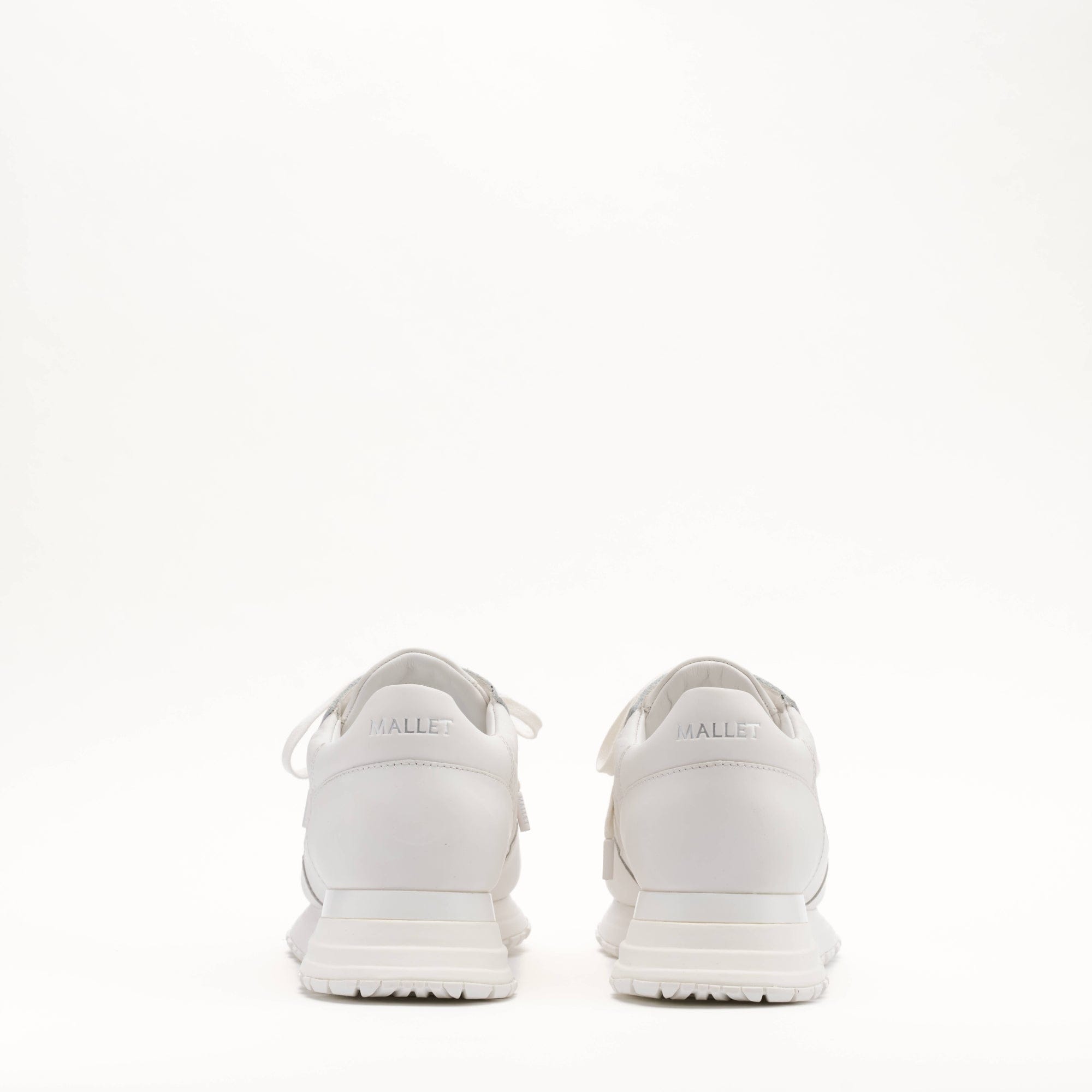 MALLET Popham Men's White Tumbled Leather Monogram Trainers — UK 05 — Size White — Top View