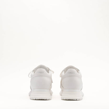 MALLET Popham Men's White Tumbled Leather Monogram Trainers — UK 05 — Size White — Top View