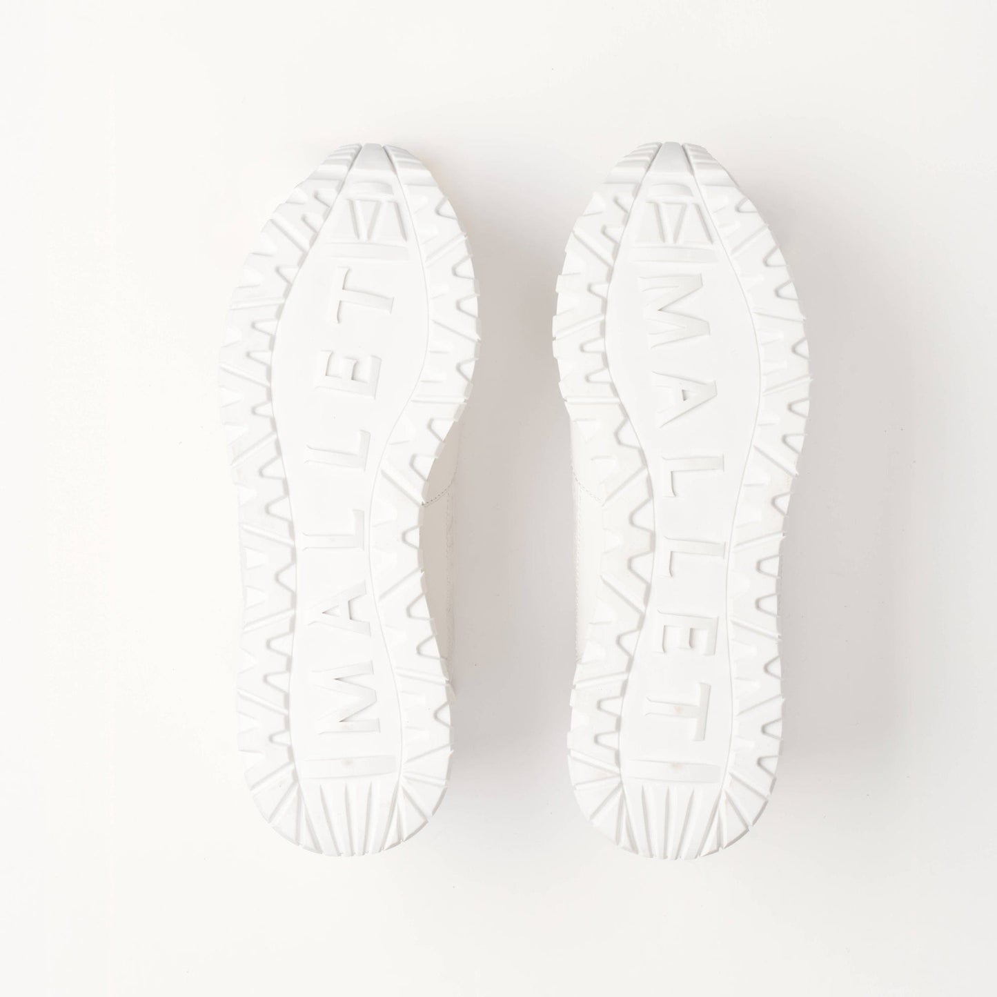 MALLET Popham Men's White Tumbled Leather Monogram Trainers — UK 05 — Size White — Lifestyle View