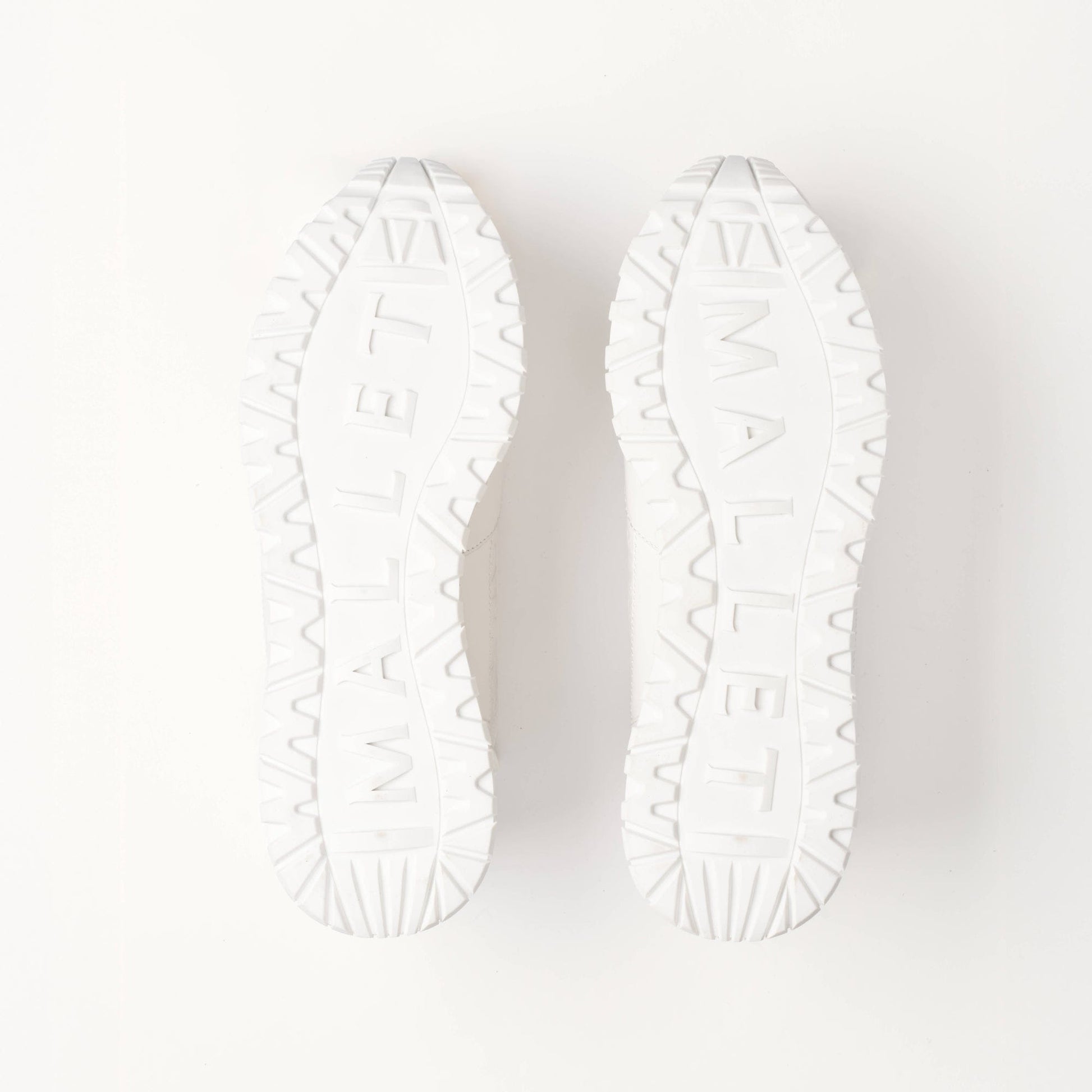 MALLET Popham Men's White Tumbled Leather Monogram Trainers — UK 05 — Size White — Lifestyle View