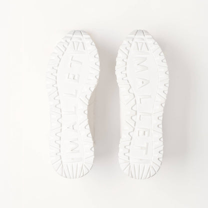 MALLET Popham Men's White Tumbled Leather Monogram Trainers — UK 05 — Size White — Lifestyle View