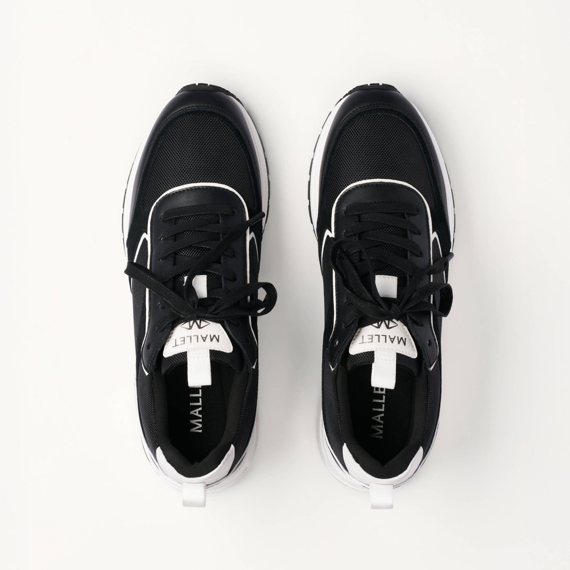 MALLET Bethnal Men's Black White Leather Trainers — UK 05 — Size Black — Detail View