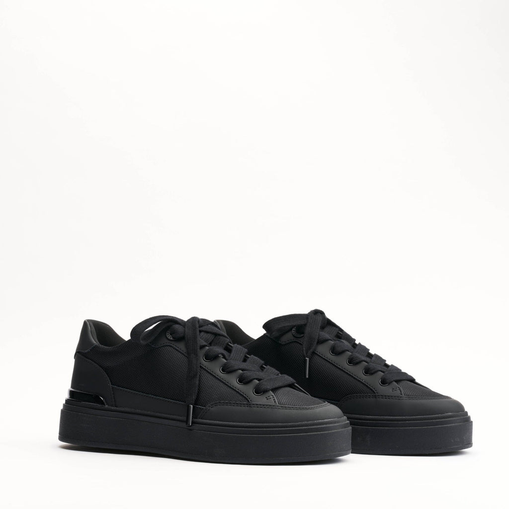 MALLET Lansbury Men's Black Leather & Nylon Trainers — UK 05 — Size Black — Side View