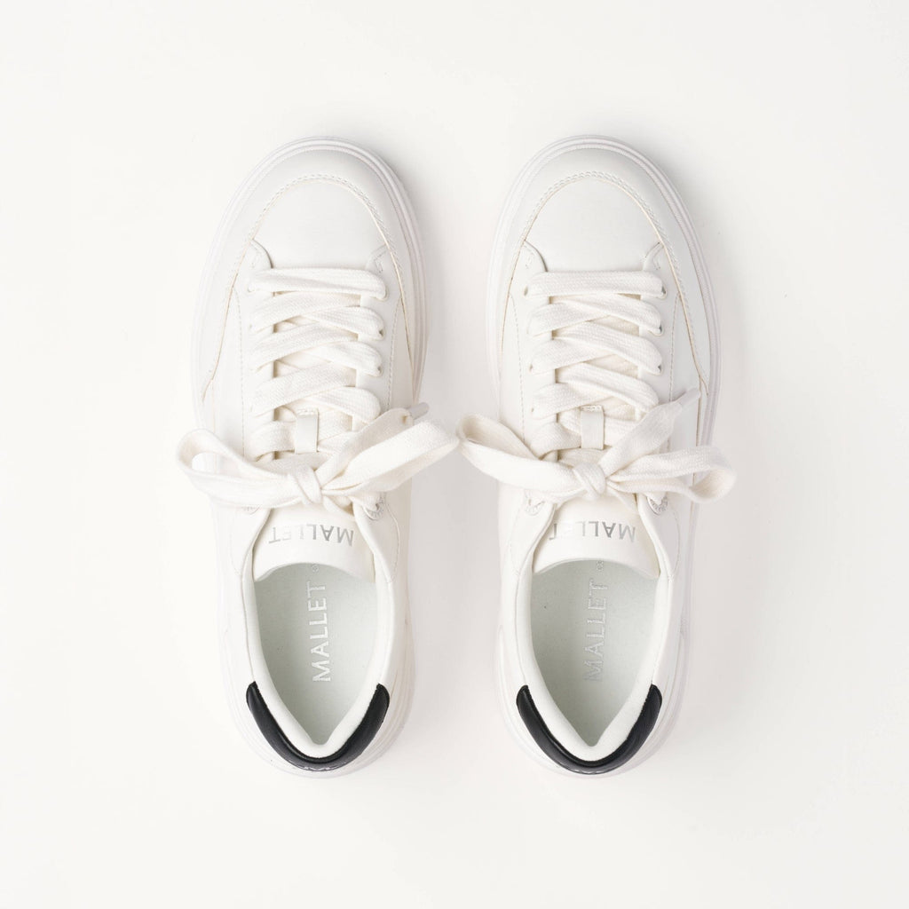 MALLET Lansbury Men's White Nappa Leather Trainers — UK 05 — Size White — Detail View