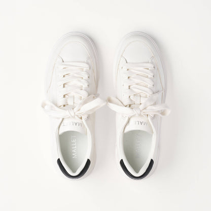 MALLET Lansbury Men's White Nappa Leather Trainers — UK 05 — Size White — Detail View