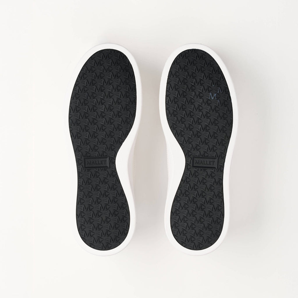 MALLET Lansbury Men's White Nappa Leather Trainers — UK 05 — Size White — Lifestyle View