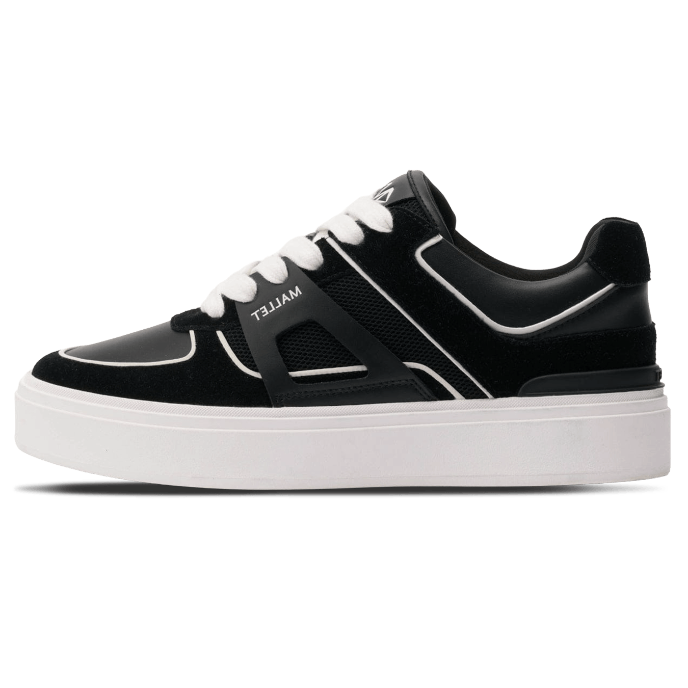 MALLET Fenchurch Men's Black White Leather Trainers — UK 05 — Size Black — Front View