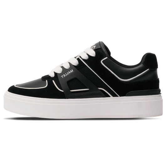 MALLET Fenchurch Men's Black White Leather Trainers — UK 05 — Size Black — Front View