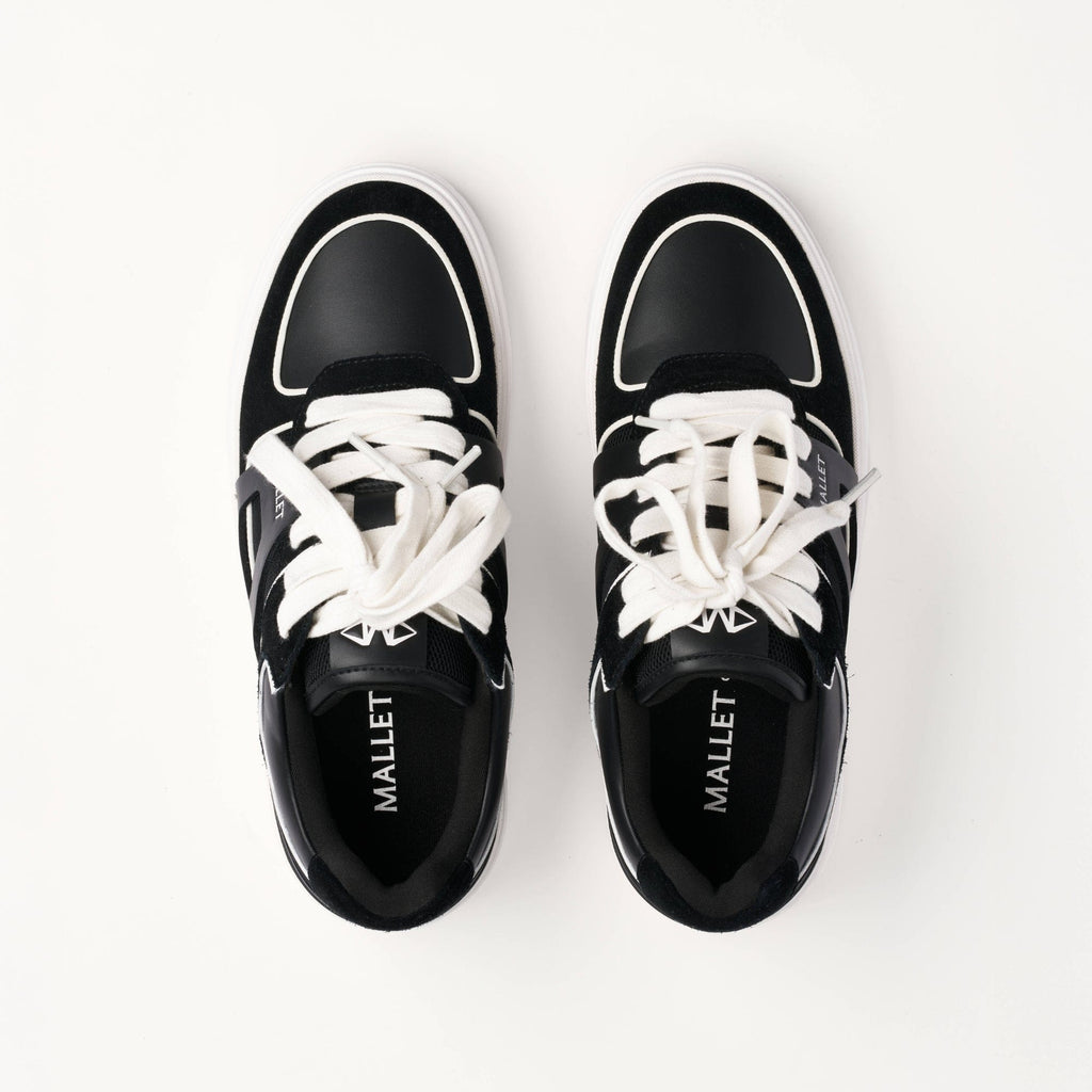 MALLET Fenchurch Men's Black White Leather Trainers — UK 05 — Size Black — Detail View