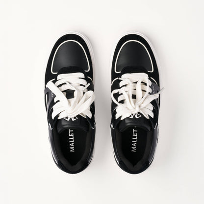 MALLET Fenchurch Men's Black White Leather Trainers — UK 05 — Size Black — Detail View