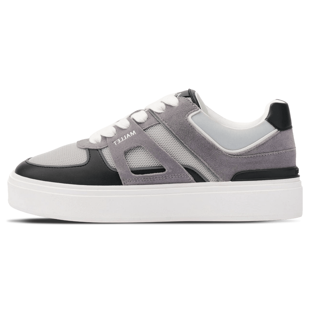 MALLET Fenchurch Men's Grey Black Leather Trainers — UK 05 — Size Grey — Front View