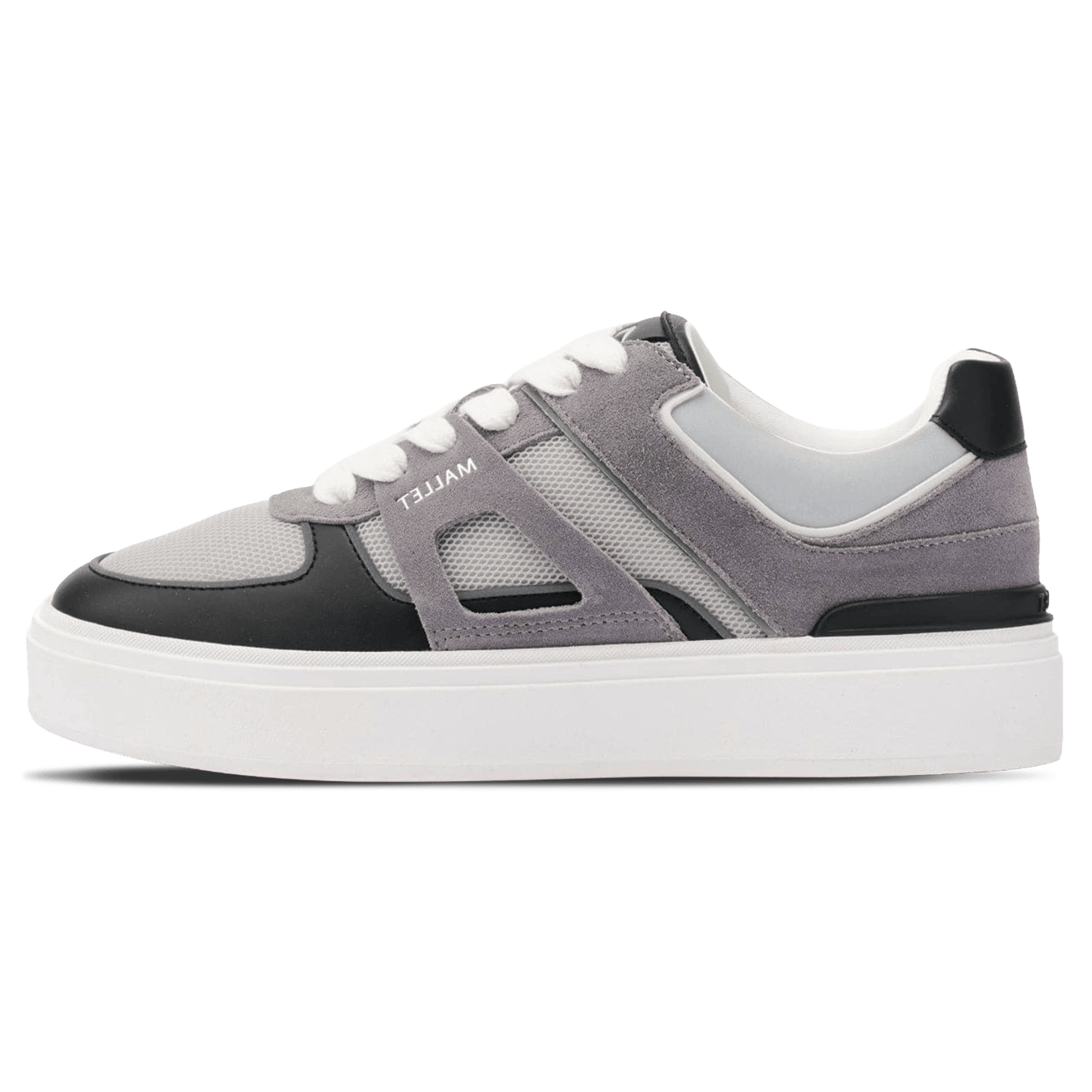 MALLET Fenchurch Men's Grey Black Leather Trainers — UK 05 — Size Grey — Front View