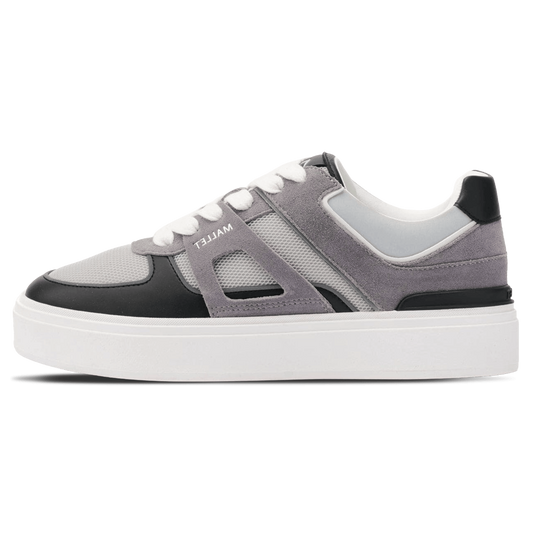 MALLET Fenchurch Men's Grey Black Leather Trainers — UK 05 — Size Grey — Front View