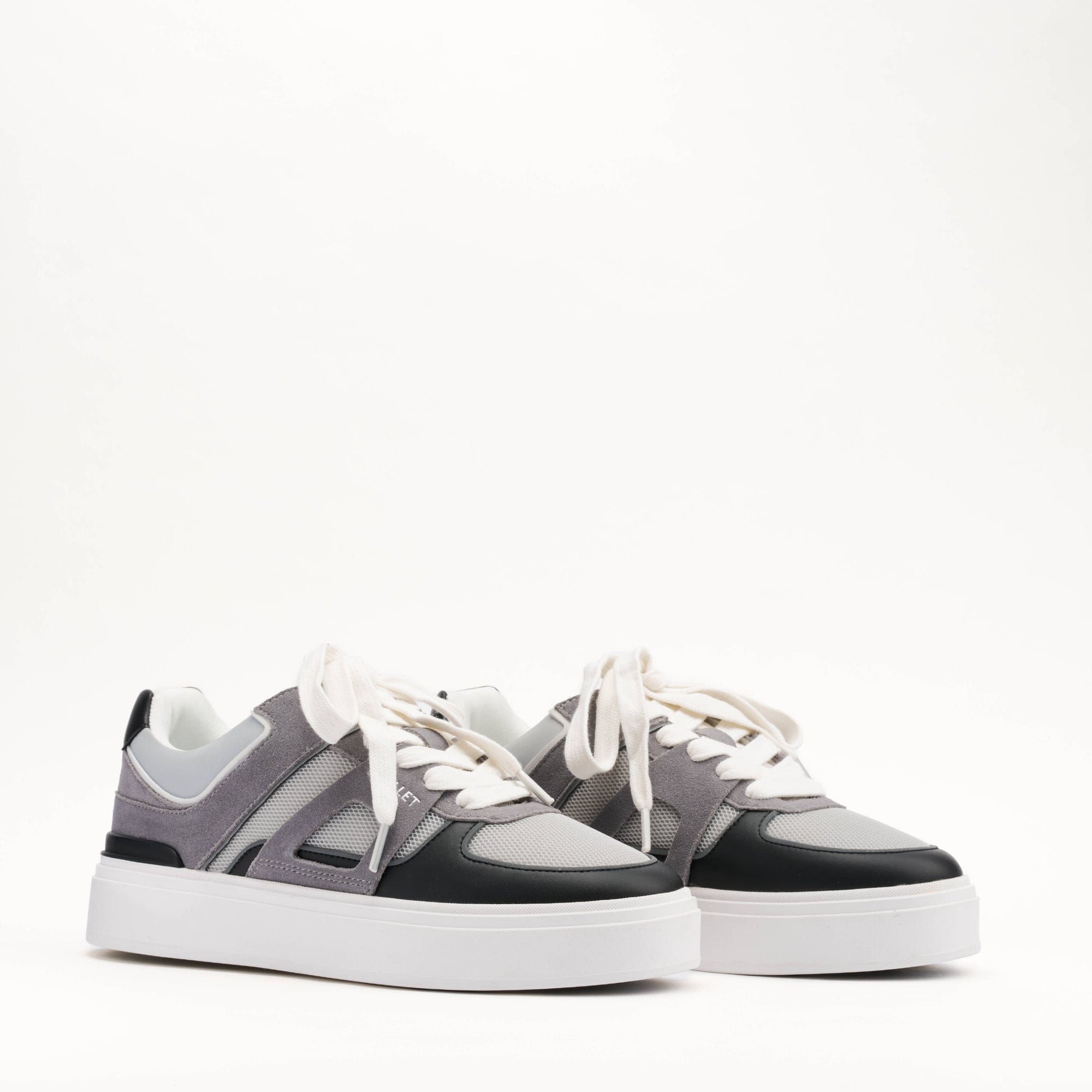 MALLET Fenchurch Men's Grey Black Leather Trainers — UK 05 — Size Grey — Side View