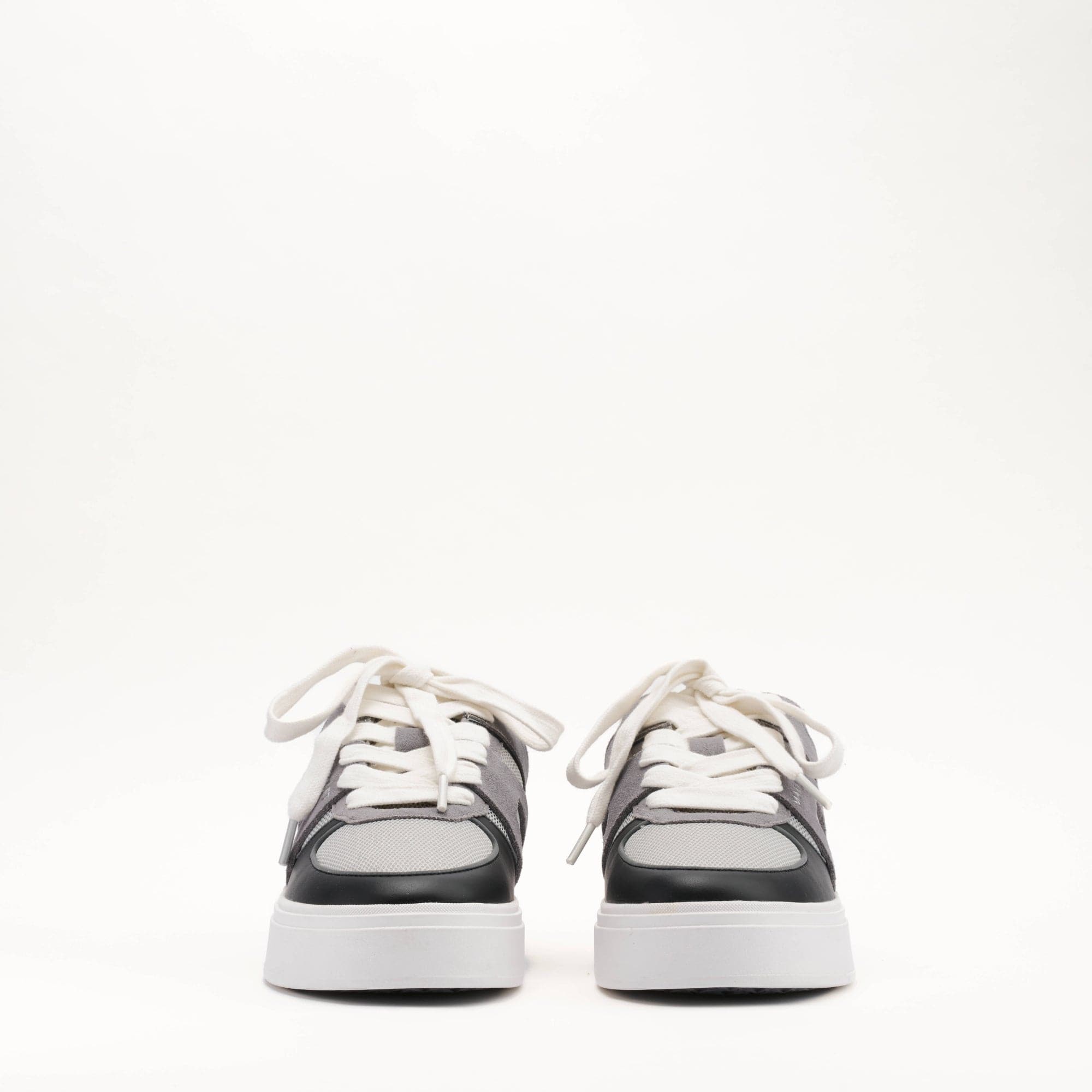 MALLET Fenchurch Men's Grey Black Leather Trainers — UK 05 — Size Grey — Back View