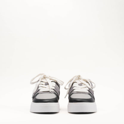 MALLET Fenchurch Men's Grey Black Leather Trainers — UK 05 — Size Grey — Back View