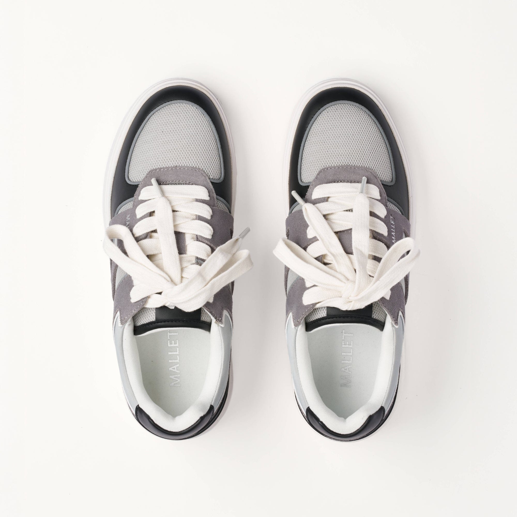MALLET Fenchurch Men's Grey Black Leather Trainers — UK 05 — Size Grey — Detail View