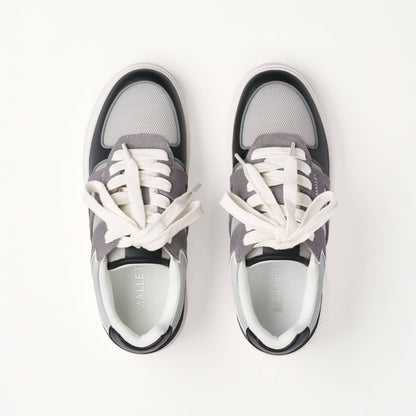 MALLET Fenchurch Men's Grey Black Leather Trainers — UK 05 — Size Grey — Detail View