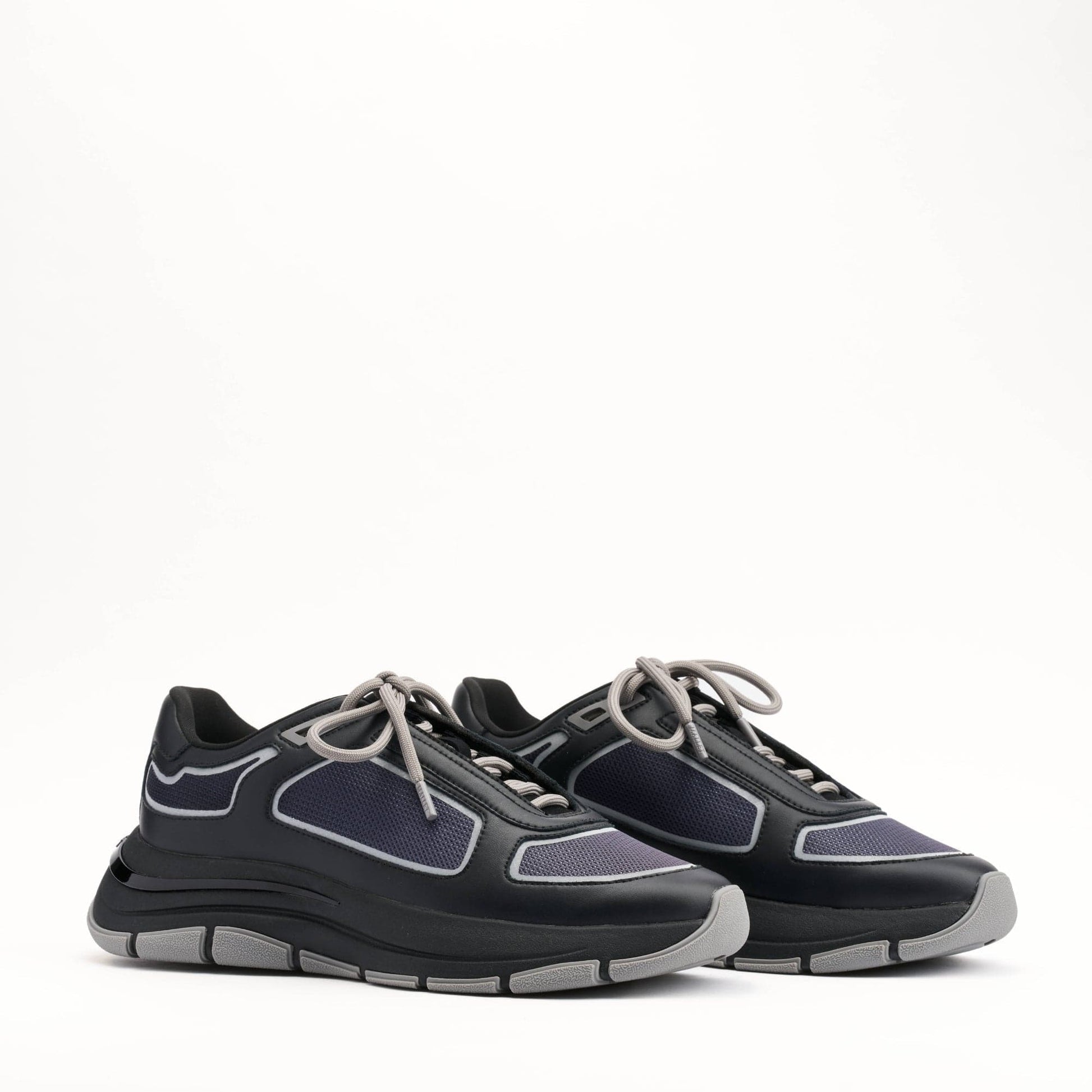 MALLET Alton Men's Black Chrome Ombre Leather Trainers — UK 05 — Size Black — Side View