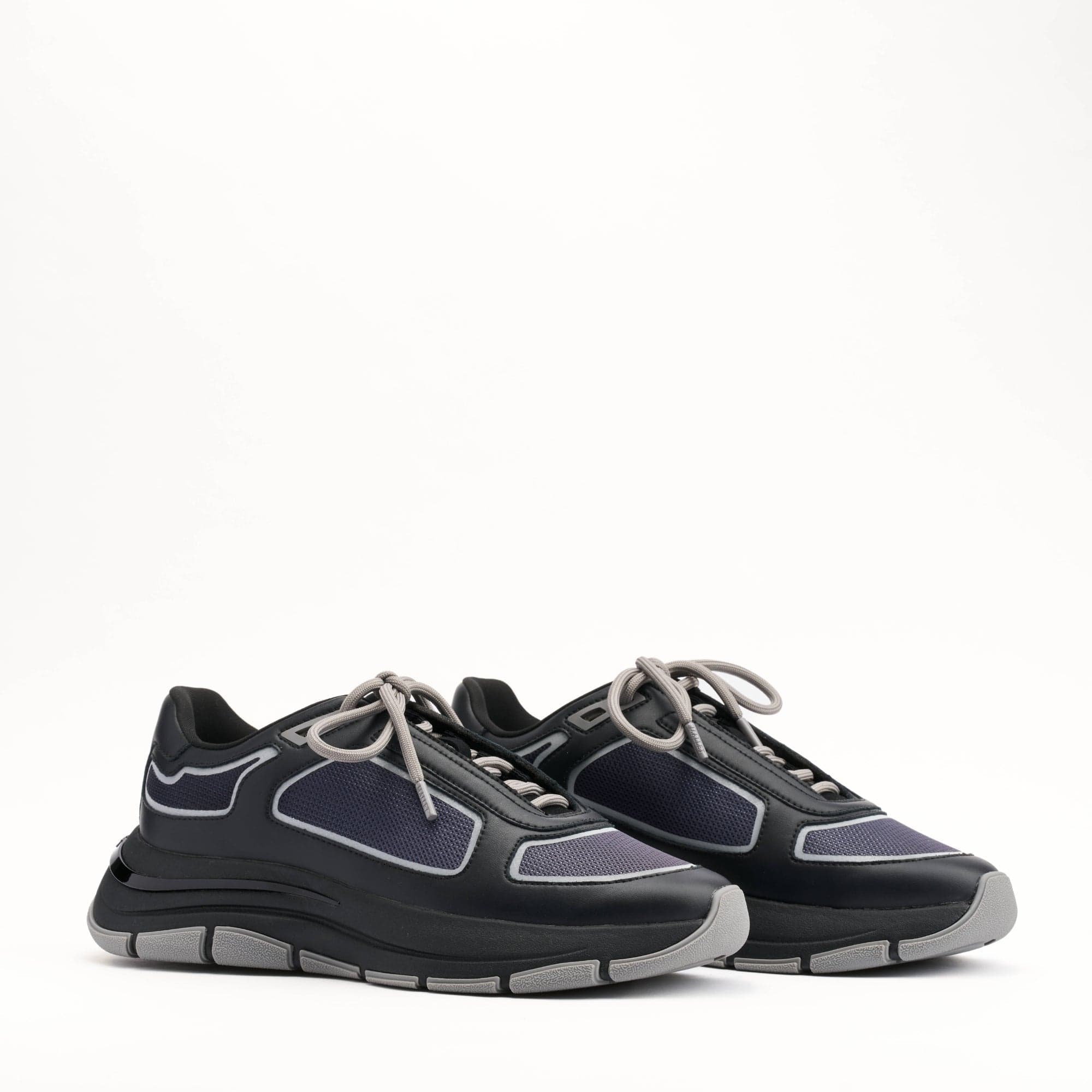 MALLET Alton Men's Black Chrome Ombre Leather Trainers — UK 05 — Size Black — Side View